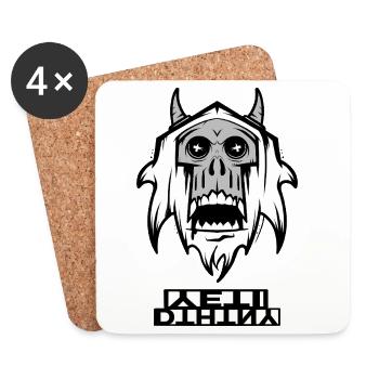 Black skull with hooded shadow - Coasters (set of 4) - white - Front