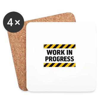 Progress in progress – warning tape - Coasters (set of 4) - white - Front
