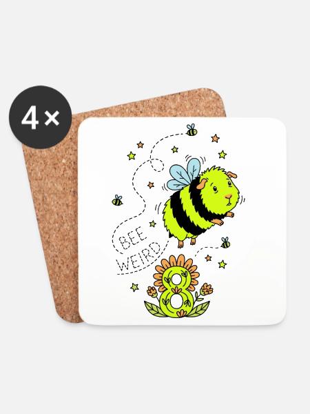 Bee Weird 8. Geburtstag Meerschweinchen Biene - Untersetzer (4er-Set) - Weiß
