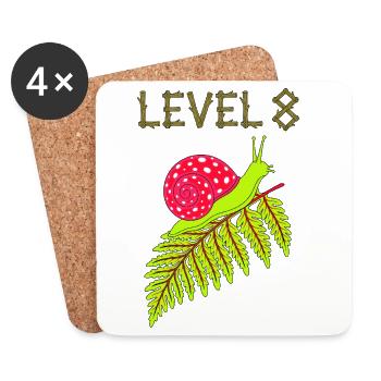 Level 8 Schnecke - Untersetzer (4er-Set) - Weiß - Vorne
