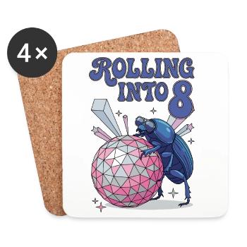 Rolling Into 8 Disco-Mistkäfer - Coasters (set of 4) - white - Front