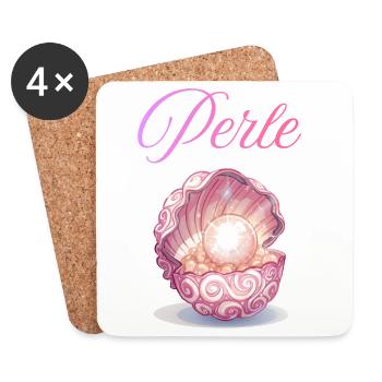 Pearl in the Rose Shell - Coasters (set of 4) - white - Front