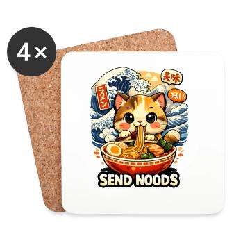 Ramen Neko Send Noods - Untersetzer (4er-Set) - Weiß - Vorne