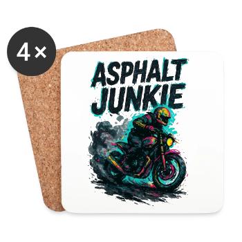 Asphalt Junkie - Motorcycle - Coasters (set of 4) - white - Front
