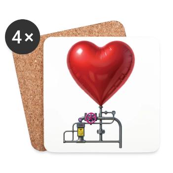 LOVE MACHINE - peace & love - Coasters (set of 4) - white - Front