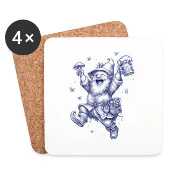 Gnome with beer mug Jubelfest - Coasters (set of 4) - white - Front
