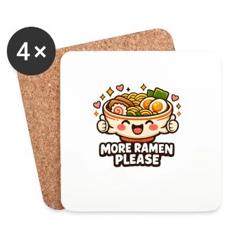 Bol de nouilles ramen mignons - Dessous de verre (lot de 4) - blanc - Devant