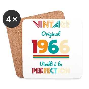 1966 – Vintage – Vieilli à la perfection - Dessous de verre (lot de 4) - blanc - Devant