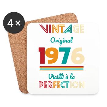 1976 – Vintage – Aged to perfection - Coasters (set of 4) - white - Front