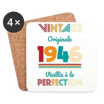 1946 – Jahrgang – Perfekt gereift - Untersetzer (4er-Set) - Weiß - Vorne
