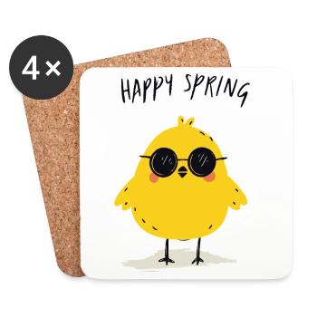 Küken im sonnigen Frühling - Untersetzer (4er-Set) - Weiß - Vorne