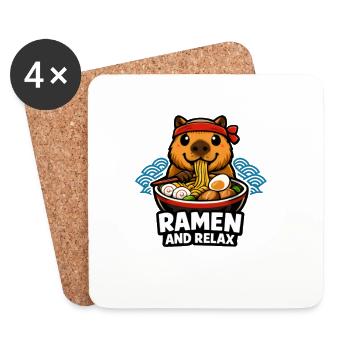 Ramen and Relax Capybara - Untersetzer (4er-Set) - Weiß - Vorne