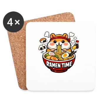 Ramen hamster kawaii - Coasters (set of 4) - white - Front