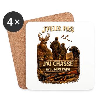 Chasse avec Papa Duo Père-Fils - Dessous de verre (lot de 4) - blanc - Devant