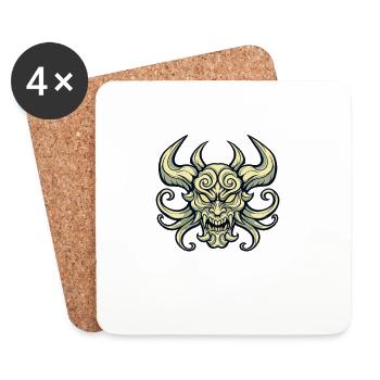 Demonic Skull with Horns - Coasters (set of 4) - white - Front