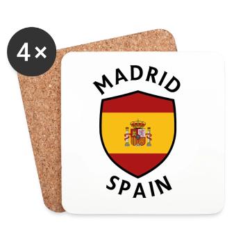 Madrid shield with Spanish flag - Coasters (set of 4) - white - Front