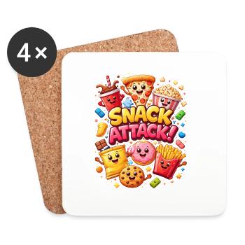 Attaque des encas ! Héros des snacks colorés - Dessous de verre (lot de 4) - blanc - Devant