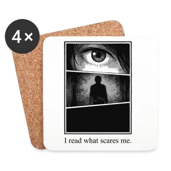 I read what scares me – Manga Horror Motiv - Coasters (set of 4) - white - Front