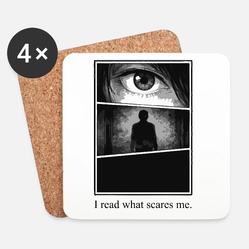 I read what scares me – Manga Horror Motiv - Untersetzer (4er-Set) - Weiß