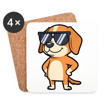 Sunglasses Dog Pose - Coasters (set of 4) - white - Front