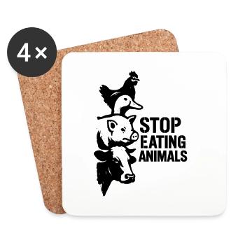 ARRÊTEZ DE MANGER DES ANIMAUX - Dessous de verre (lot de 4) - blanc - Devant