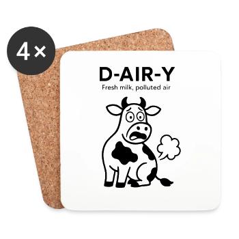 D-Air-Y – Fresh Milk, Polluted Air - Cow - Coasters (set of 4) - white - Front
