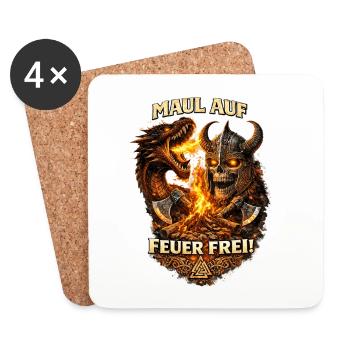 Skull Warrior Dragonfire - Coasters (set of 4) - white - Front