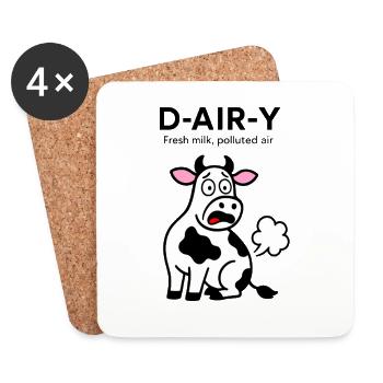 D-Air-Y – Fresh Milk, Polluted Air - Cow - Coasters (set of 4) - white - Front