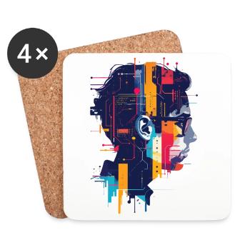 Digital KI Motiv Platine Hacker Schaltkreis Kunst - Untersetzer (4er-Set) - Weiß - Vorne