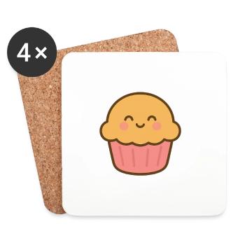 Pastel Smiling Kawaii Cupcake - Untersetzer (4er-Set) - Weiß - Vorne
