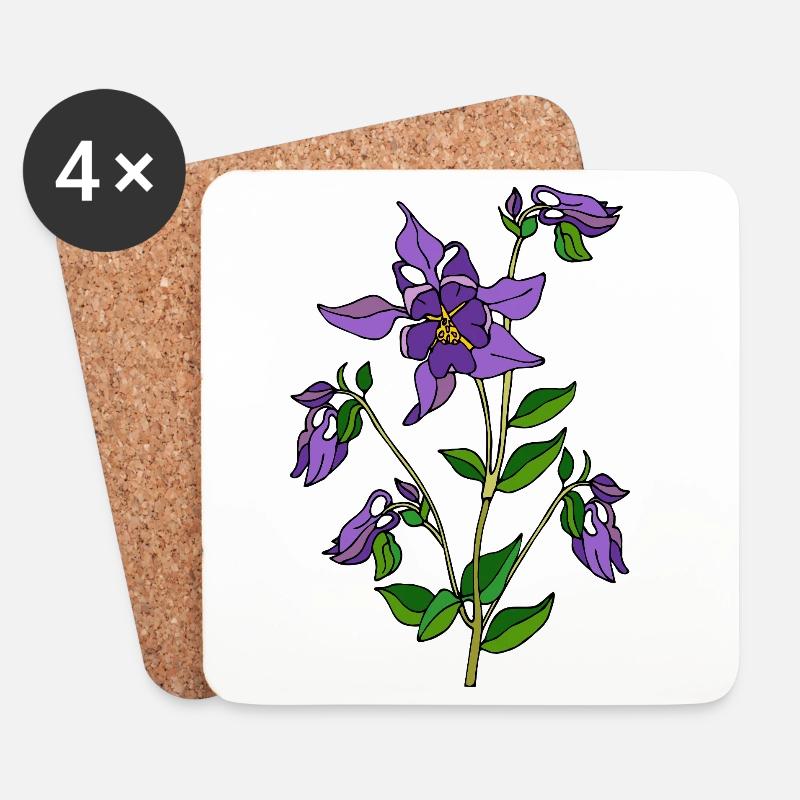 Blumen - Untersetzer (4er-Set) - Weiß
