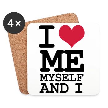 Ich liebe mich selbst und ich – Humor - Untersetzer (4er-Set) - Weiß - Vorne