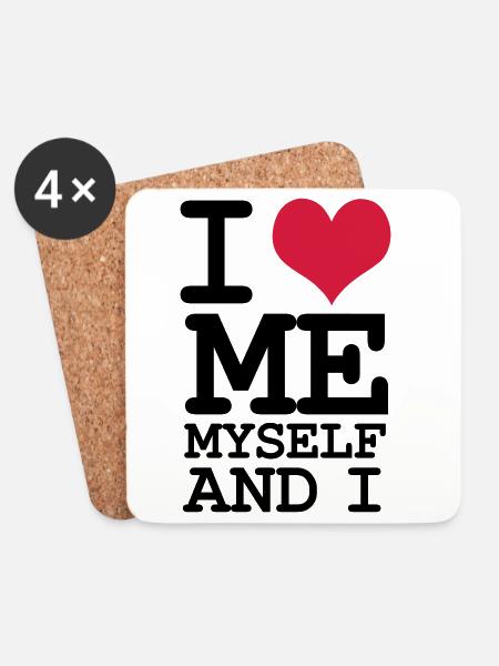 Ich liebe mich selbst und ich – Humor - Untersetzer (4er-Set) - Weiß