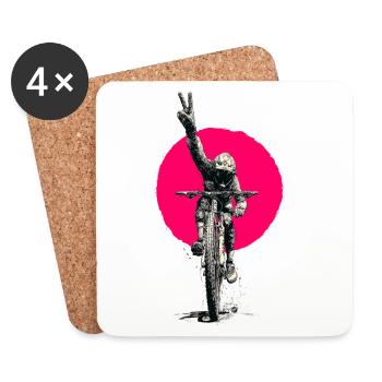 Motocross Peace Sign Neon Pink - Coasters (set of 4) - white - Front