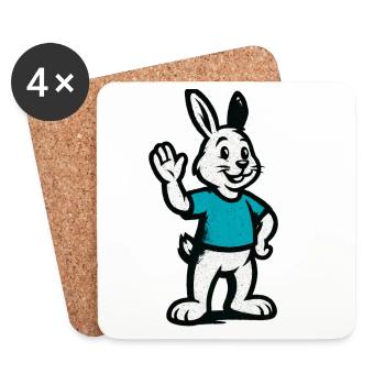 Waving bunny in blue - Coasters (set of 4) - white - Front