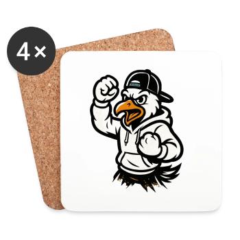 Martial Eagle Mascot - Coasters (set of 4) - white - Front