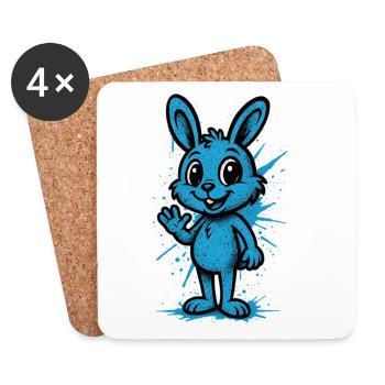 Blauer Spritzhase Grafik - Untersetzer (4er-Set) - Weiß - Vorne