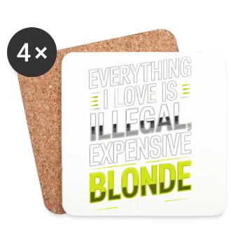 Tout ce que j’aime Illégalement, hommes blonds chers - Dessous de verre (lot de 4) - blanc - Devant
