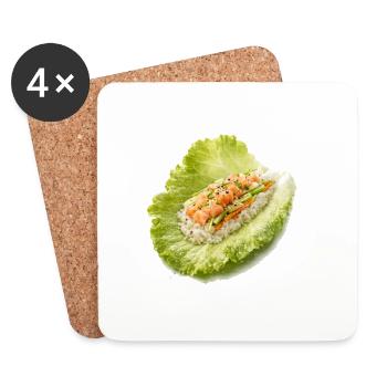 Wrap à sushi à la laitue - Dessous de verre (lot de 4) - blanc - Devant