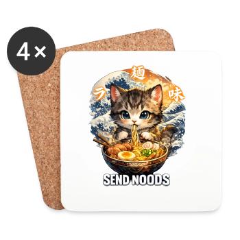 Ramen pour chat envoie des nouilles - Dessous de verre (lot de 4) - blanc - Devant