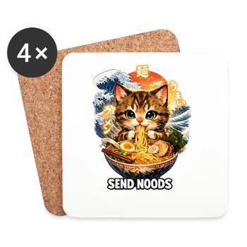 Ramen Katze - Untersetzer (4er-Set) - Weiß - Vorne
