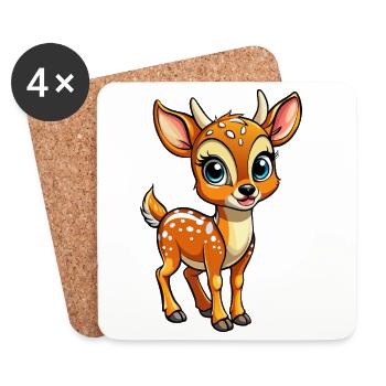 Bébé cerf - Dessous de verre (lot de 4) - blanc - Devant