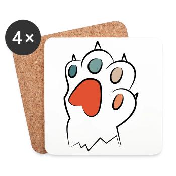 Patte de chat vintage rétro - Dessous de verre (lot de 4) - blanc - Devant