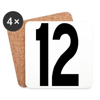 12 Nummern - Untersetzer (4er-Set) - Weiß - Vorne