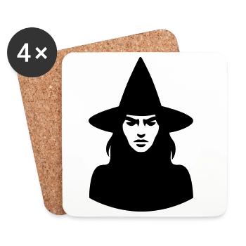 Witch with hat - Coasters (set of 4) - white - Front