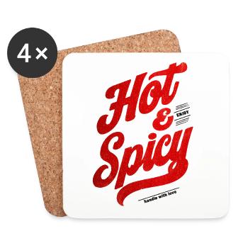 Chaud et épicé - Dessous de verre (lot de 4) - blanc - Devant