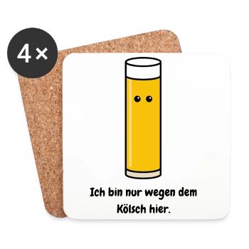 Juste à cause de la Kölsch ici | Carnaval de Cologne - Dessous de verre (lot de 4) - blanc - Devant