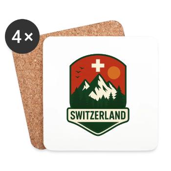 Insigne du paysage montagneux suisse - Dessous de verre (lot de 4) - blanc - Devant
