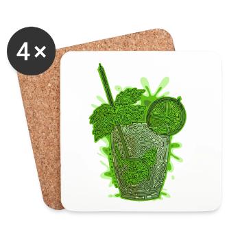 Mojito labyrinthique - Dessous de verre (lot de 4) - blanc - Devant