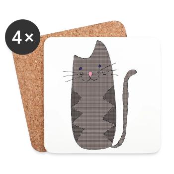 Zigzag Cat Gray Geometric - Coasters (set of 4) - white - Front